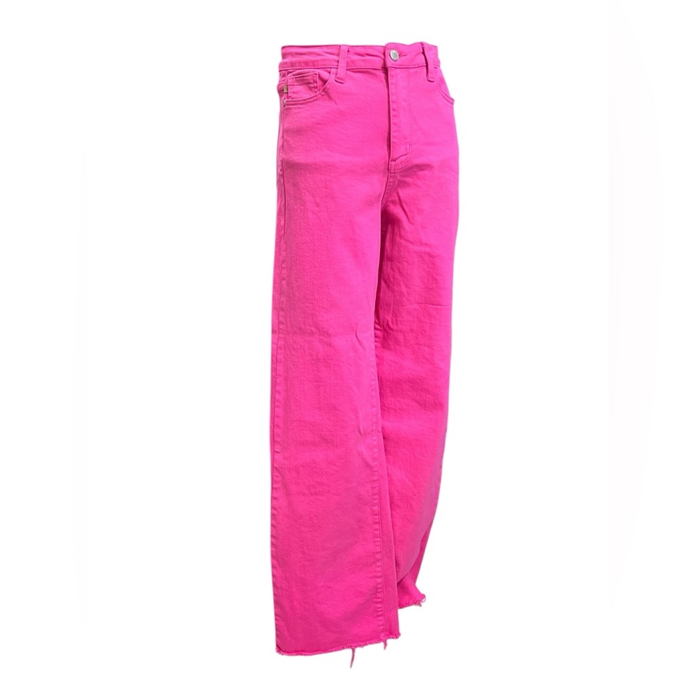 Judy Blue Magenta 90’s Straight Leg Jeans Raw Hem Size 7/28 Heart Pocket - Picture 2 of 16